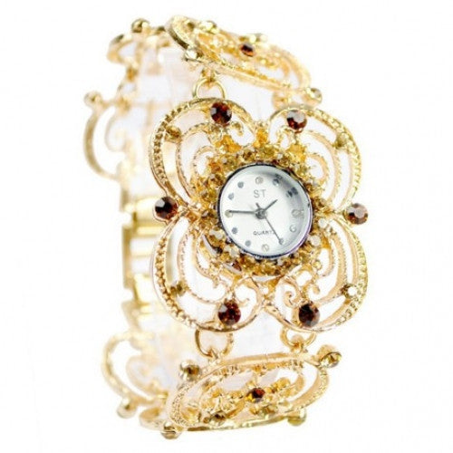 Unique Petal Crystal Rhinestone Adjustable Bracelet Wrist Watch