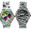 Artificial Ceramic Band Quartz Watch Zebra Flower Unique Design  Watch