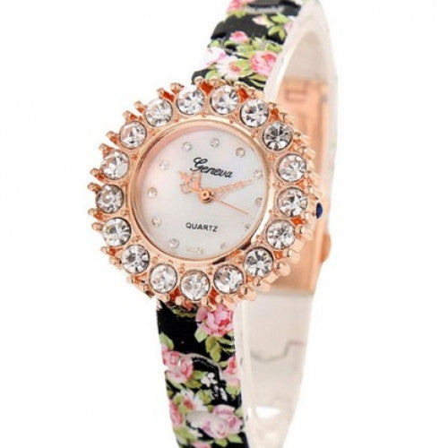 2015 New Casual Classic Unique Wristwatch Floral Flower Band Watch